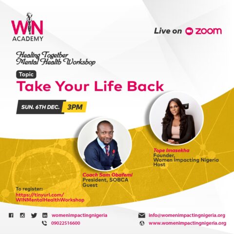 MENTAL HEALTH WORKSHOP: TAKE YOUR LIFE BACK